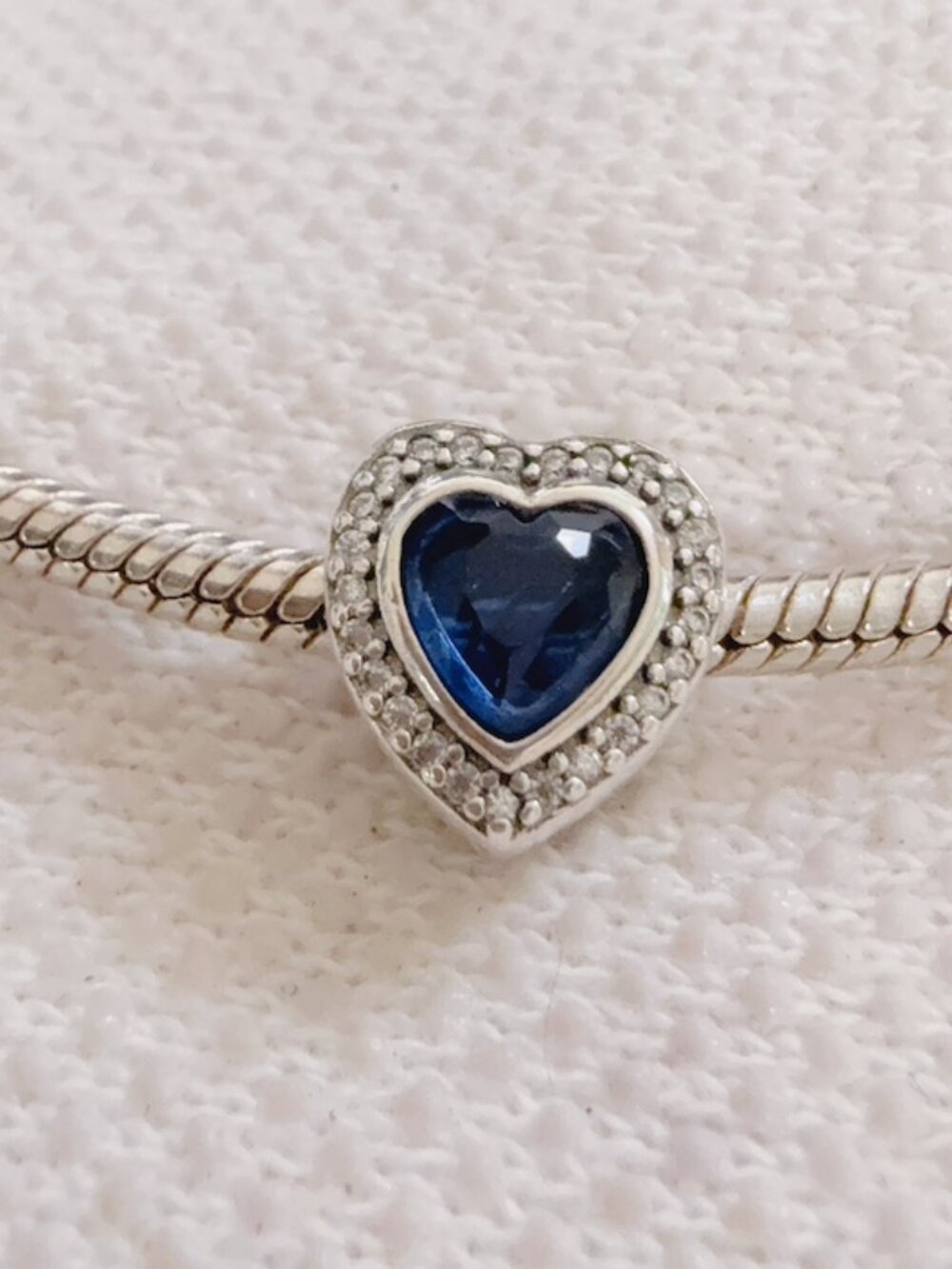 Sparkling Levelled Blue Heart Charm For Pandora Bracelet